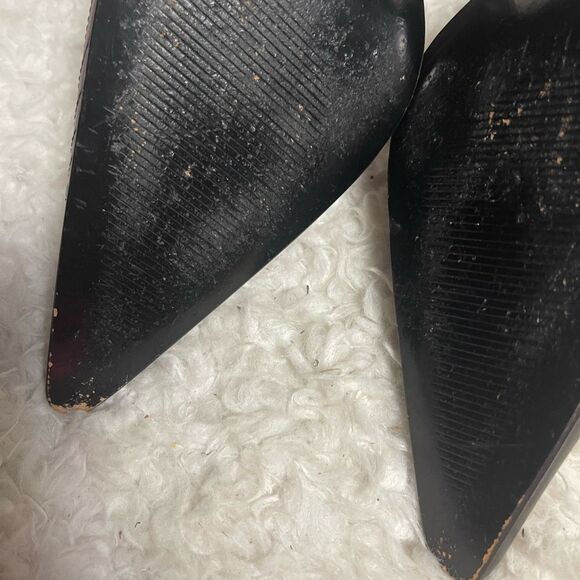 Colin Stuart leather Black and Burgundy T strap heels pointed toe SZ10B - Picture 8 of 8